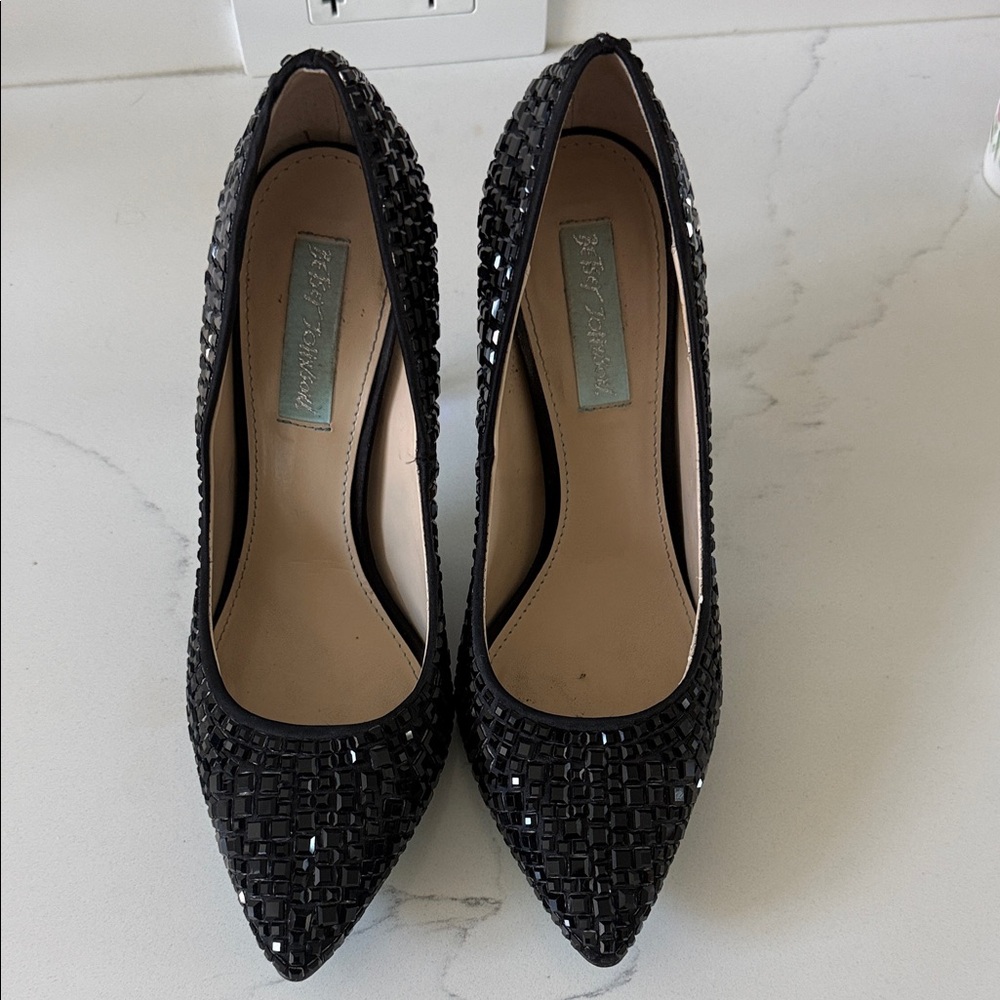 Betsey Johnson Black Sequin Heels